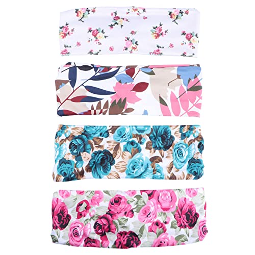 CALLARON 4stücke Yoga Stirnband Damen Boho Stil Elastisches Haarband Für Frauen Lauf Stirnband Sport Für Yoga Laufen Basketball Fußball Tennis Radfahren Spinning Skifahren von CALLARON