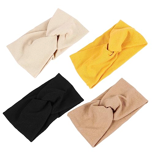 CALLARON 4 Stück Elastisches Yoga Stirnband für Damen Sportliches Haarband mit Kreuzknoten für Fitness Yoga Ingwer und Erhältlich Schweißabsorbierend und Rutschfest von CALLARON
