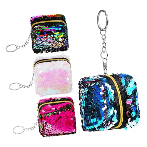 CALLARON 4stücke Münzbörse Mit Reißverschluss Pailletten-münzbeutel Mini-geldbörse Münzhandtasche Für Damen Bunte Münzbeutel von CALLARON