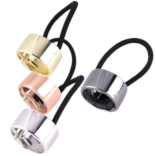 CALLARON 4 Stück Haargummis Mit Pferdeschwanz Knopf Goldene Haargummis Haarmanschetten Elastische Haarbänder Seilhalter Manschetten Pferdeschwanzhalter Haargummi Mit Legierung von CALLARON
