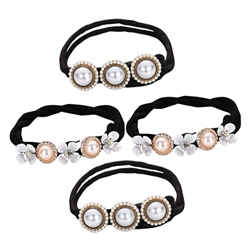 CALLARON 4 Stück Haarspule Zubehör Haarbrötchen Haargummis Dünn Mädchen Dutt Maker Für Haarkinder Hochzeit Lockig Inhaber Blumen Pferdeschwanz Haarseile Haarschmuck Weiß Stoff von CALLARON
