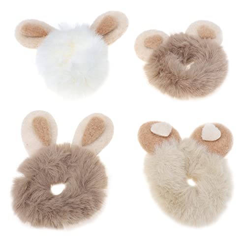 CALLARON 4stücke Hasenohren Haargummis Für Mädchen Elastische Haarbänder Mit Niedlichem Design Strapazierfähig Und Dehnbar Für Ponytail-halter Und Haaraccessoires Verschiedenen Farben von CALLARON