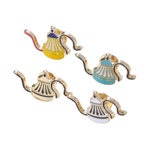 CALLARON 4stücke Kaffee-anstecker Metall Für Rucksäcke Taschen Kleideraccessoires Kaffeetropfkanne-design Kaffeekannen-anstecker Teekannen-anstecker von CALLARON