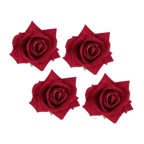 CALLARON 4 Stück Künstliche Blumen Boho Haarspangen Broschen Und Nadeln Für Frauen Hochzeit Haarschmuck Kopfschmuck Bobby Pins Haarnadel Mit Blumen Boutonniere Corsage Pin Rotes von CALLARON