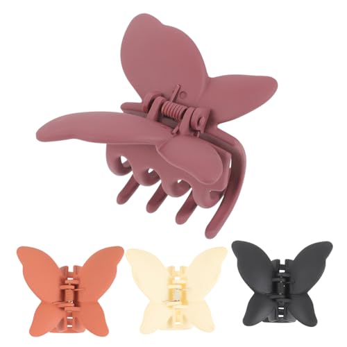 CALLARON 4stücke Beliebte Haarspangen Für Frauen Schmetterlings-haarklammern in Schwarz Weinrot Und Orange Rutschfeste Stilvolle Klammern Für Dickes Und Normales Haar Für Pflege Make-up von CALLARON