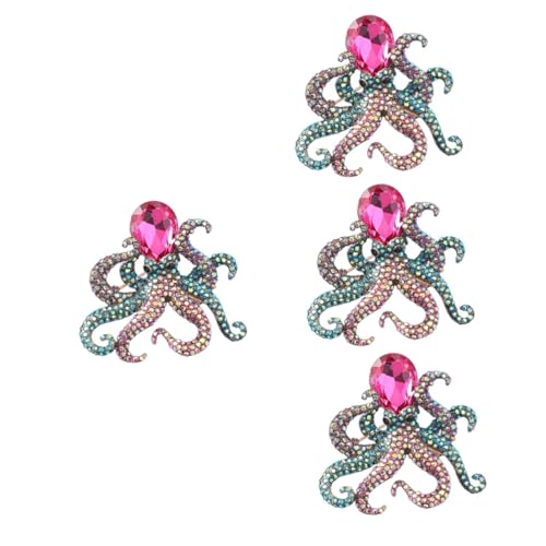 CALLARON 4 Stück Octopus Brosche mit Strass für Damen Einzigartiger Anstecker für Kleidung Stilvolles Tierdesign für Pullover Kleider und Taschen Verleiht Jedem Outfit und von CALLARON