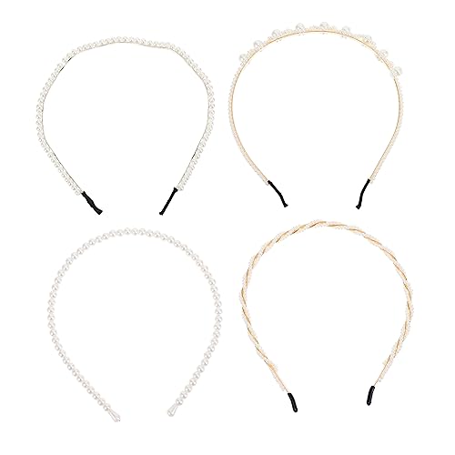 CALLARON 4 Stück Perlenstirnband Perlen Tiara Mädchen Stirnbänder Mädchenstirnband Stirnbänder Für Mädchen Hochzeit Modisches Haarband Mädchen Haarzubehör Mädchen Stirnband Abs von CALLARON