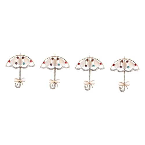 CALLARON 4 Stück Regenschirm Brosche Schirmbrosche Für Kleidung Regenschirm-anstecknadel Strassbrosche Strass-bruststift Kleidungsabzeichen Strass-hut Anzug Damen Schmücken Legierung Metall von CALLARON