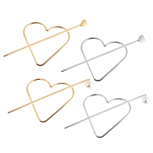 CALLARON 4stücke Japanische Haarnadel Mit Perlen-herz-design Langer Haarstab Für Frauen Haaraccessoires Für Hochzeit Party Alltag von CALLARON