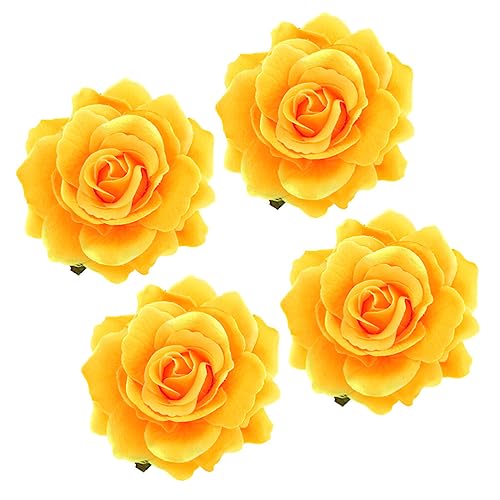 CALLARON 4 Stück Rosen-Haarnadel Rote Blumen-Haarspange 11 X 4 Cm Blumennadeln Stoff-Blumenklammern Blumenbrosche Haar-Accessoires Für Frauen von CALLARON