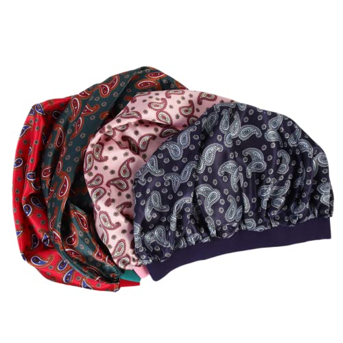 CALLARON 4 Stück Schlafhaube aus Satin Atmungsaktive Damen Mütze für Bequemes Schlafen Verstellbare Kopfbedeckung für Haartypen und Kopfgrößen für Innenräume und Haarschutz von CALLARON