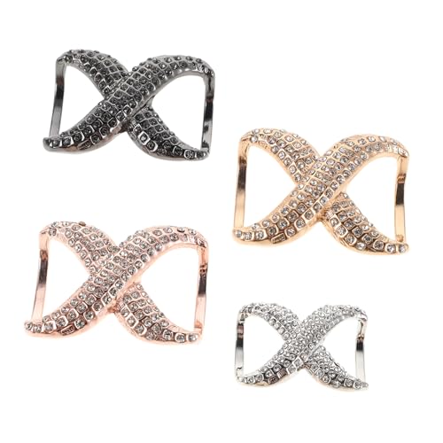 CALLARON 4stücke Schalschnallenringe Für Damen Schalhalter Mit Schleifenform Und Strassbesatz Dekorative Schnallenclip Für Schals Tücher Und Gürtel Schalbroschen Für Vielseitiges Styling von CALLARON