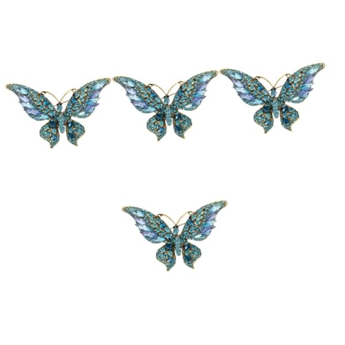 CALLARON 4 Stück Schmetterlingsbrosche für Damen mit Strass Verziert Anstecknadel für Kleidung Schals und Hüte für Besondere Anlässe und Alltag Hochwertiges Design Blau von CALLARON