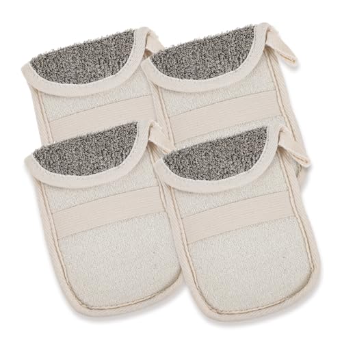 CALLARON 4 Stück Seifensäckchen aus Schwarzem Leinen mit Peeling netz Schäumender Seifenhalter für Feste Seife Tragbar mit Praktischem Handriemen für Dusche und Reise Geeignet für Männer von CALLARON