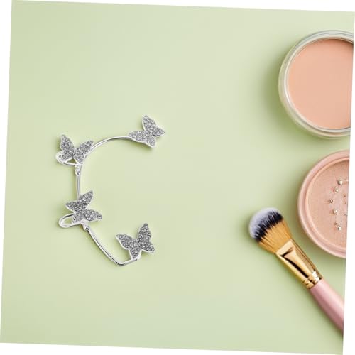 CALLARON 4 Stück Silberne Schmetterling Ohrmanschetten mit Funkelnden Strasssteinen nicht Piercingschädigende Clip Ohrringe für Frauen und Mädchen Eleganter Ohrschmuck für Hochzeiten und von CALLARON