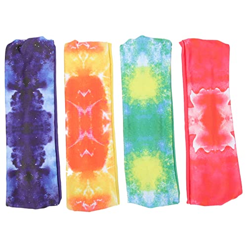 CALLARON 4stücke Multifunktionale Fitness-stirnbänder Elastische Kopf-haarbänder Für Yoga Laufen Sport Und Freizeit Grün Blau Gelb Rot von CALLARON