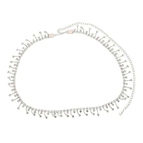 CALLARON 4 Stück Strass Kleidung Taillenkette Strandketten Modische Gürtel Gürtel Kette Choker Frauengürtel Männer Strasshalskette Strasssteine Strass Bauchkette Perle Silver von CALLARON