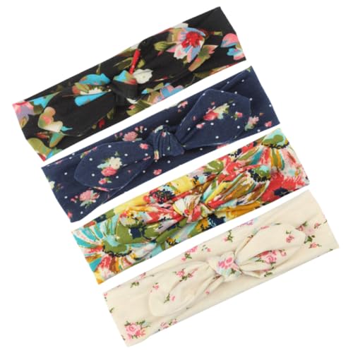 CALLARON 4 Stück Teiliges Elastische Haarbänder mit Hasenohren Verstellbare Kopfband für Damen und Farbenfrohe Druckdesigns Bequemes und Sicheres Haarzubehör von CALLARON
