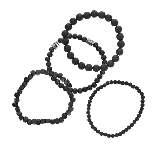CALLARON 4stücke Kupferarmband Für Herren Mit Steinperlen Und Elastischem Band Schwarz Und Kupferfarben Langlebig Und Angenehm Für Täglichen Gebrauch von CALLARON