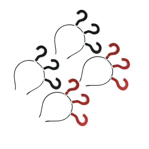 CALLARON 4 Stück Teiliges Kreative Fragezeichen Stirnbänder aus Lustiger Haarreif für Frauen und Erwachsene Auffälliges Haaraccessoire für Karneval Party Fotoshooting Rot und Schwarz von CALLARON
