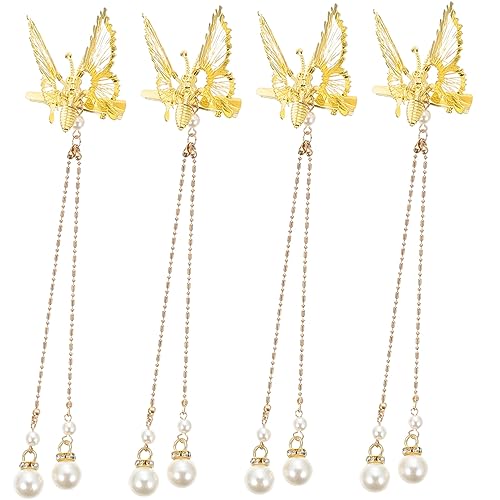 CALLARON 4 Stück Teiliges Quasten Haarspangen mit Beweglichen Schmetterlingen Haarklammern für Damen Haarschmuck für Partys Hochzeiten und Besondere Anlässe von CALLARON