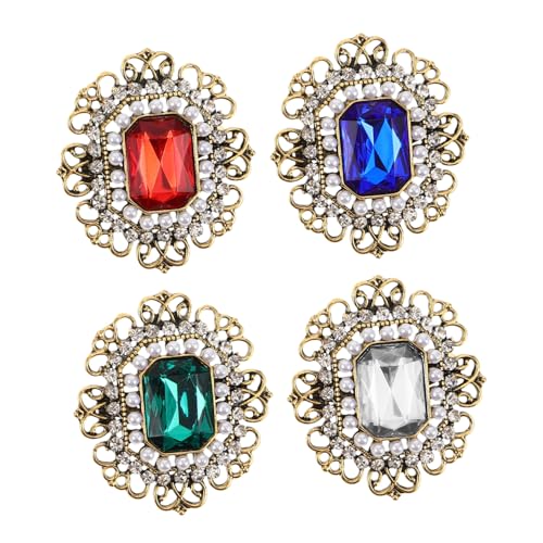 CALLARON 4 Stück Teiliges Vintage Broschen für Frauen Retro Strassbroschen aus Legierung mit Perlen Stilvolle Anstecknadeln für Hochzeitskleider Brautaccessoires und Festliche Anlässe von CALLARON