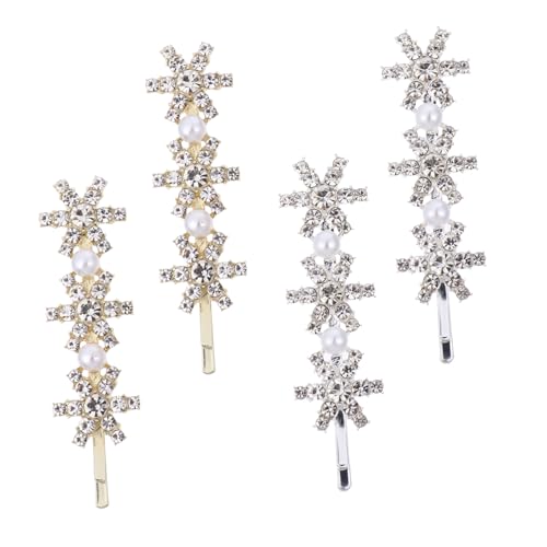 CALLARON 4 Stück Teiliges Weihnachts Haarspangen Schneeflocken Design Strassbesetzt Metalllegierung Haarschmuck für Damen Festliche Haarnadeln Schonend und Einfach zu Tragen von CALLARON