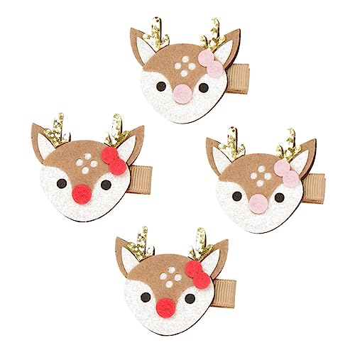 CALLARON 4 Stück Teiliges Weihnachts Haarspangen mit Niedlichen Rentier Motiven für Mädchen Stabile Haarklammern aus Hochwertigem Material als Festlicher Haarschmuck für Weihnachtsfeiern von CALLARON