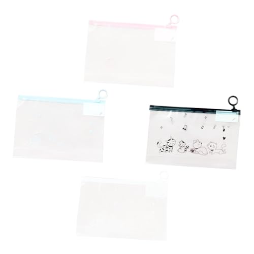 CALLARON 4 Stück Transparente Aufbewahrungsbeutel mit Reißverschluss Mixfarben für Masken Make Up und Schreibwaren Langlebig und Tragbar für Schule und Büro von CALLARON