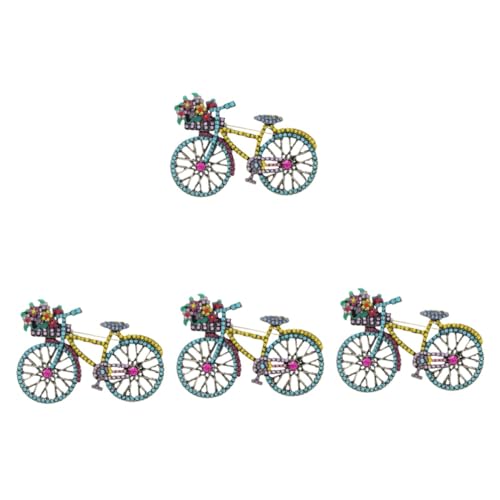CALLARON 4 Stück Vintage Fahrrad Brosche Metall mit Funkelnden Strasssteinen Dekorativer Anstecknadel für Damen Modisches Accessoire für Kleidung und Taschen Eleganter Lapel Pin für von CALLARON