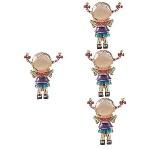 CALLARON 4 Stück Wassermelonen Mädchen Brosche Süße Cartoon Anstecknadel Legierung für Frauen Modisches Accessoire für Kleidung Taschen und Hüte Langlebig und von CALLARON