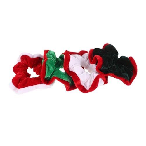 CALLARON 4 Stück Weihnachtliche Haargummis Flanell Scrunchies Elastisch Weich Langlebig Ponytail Halter für Damen Mädchen Festliche Haarbänder Rot Grün von CALLARON