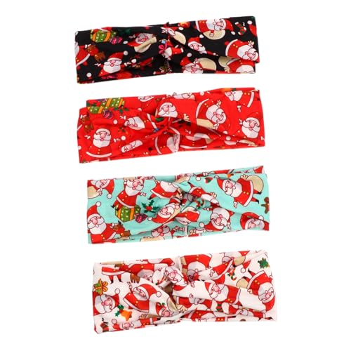 CALLARON 4 Stück Weihnachtliche Haarschmuck Elastische Atmungsaktive Stirnbänder mit Rentier und Glockenmotiv Schweißabsorbierend Leicht Geeignet für Sport Yoga und Alltag von CALLARON