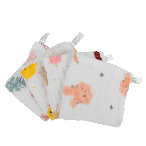 CALLARON 4 Stück kleines Handtuch Kinderwaschlappen Handtuch mit Tiermotiven süßes handtuch Kaninchenhandtücher Kaninchen Badetücher Cartoon-Haustier-Handtuch Baumwolle Weiß von CALLARON