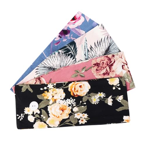 CALLARON 4stücke Blumen-fitness-stirnband Elastisches Haar Sport-haar-accessoire Damen-haarband Schwarzer Knopf Rosa Knopf von CALLARON