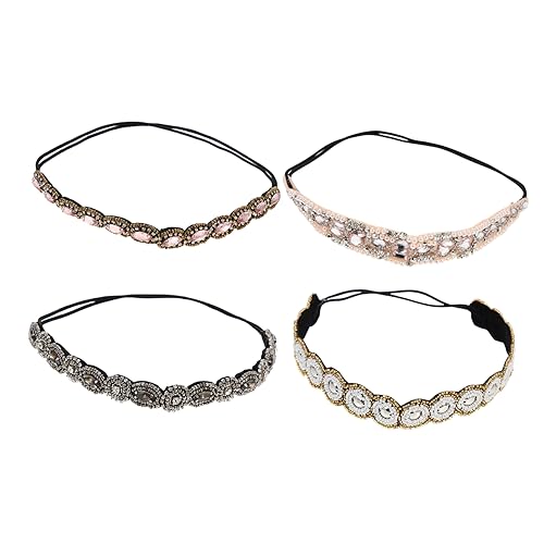 CALLARON 4stücke Perlen Stirnband Mit Strasssteinen Für Damen Elastische Haar Accessoires Dekorative Stirnbänder Für Frauen Schicke Frisuren Schmuck von CALLARON