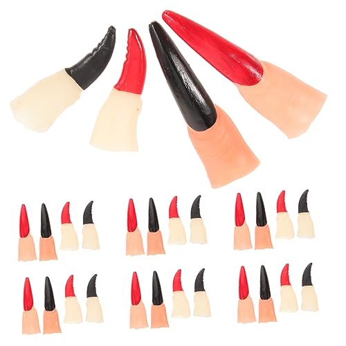 CALLARON 40stücke Teiliges Halloween Cosplay Mit Gruseligen Hexenfingern Für Partys Und Scherze Schwarzer Und Roter Nägel Verschiedenen Requisite Für Schaurige Dekorationen Und von CALLARON