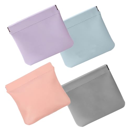 CALLARON 4Stücke Automatische Make Up Kleine PU Kosmetiktaschen Rauchrosa Helllila Und Graublau Wasserfeste Make Up Aufbewahrungstaschen Für Damen von CALLARON