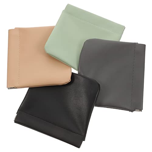 CALLARON 4stücke Kosmetiktasche Quetsch-Beutel Für Handtasche Damen Geldbörse Leder Schminkbeutel Reise-Organizer Aufbewahrungsbox Für Lippenstift Ohrringe Schlüssel Karten von CALLARON