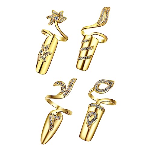 CALLARON 4stücke Teiliges Damen Nagel Schmuck Verstellbare Finger Ringe Aus Legierung Stilvolle Nagel Spitze Ringe Für Besondere Anlässe Und Alltag von CALLARON