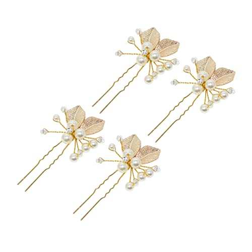 CALLARON 4stücke U-förmige Haarstäbchen Aus Legierung Perlen-intarsien Haarstab Für Damen Und Herren Goldener Kopfschmuck Für Partys Und Hochzeiten Strass-kopfbedeckung von CALLARON