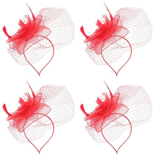 CALLARON 4stücke Damen Fascinator Kopfschmuck Mit Federn Und Netz Elegantes Haarschmuck-accessoire Für Hochzeiten Teepartys Und Besondere Anlässe Vielseitig Einsetzbar von CALLARON