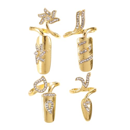 CALLARON 4stücke Fingerringe in Nagelform Dekorative Hand Schmuck Leuchtende Farben Design Ringe Für Damen von CALLARON