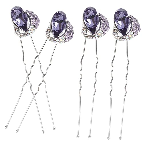 CALLARON 4stücke Haarnadeln Für Damen U-förmige Haarklammern Mit Strass Eleganter Haarschmuck Für Hochzeiten Partys Und Besondere Anlässe Farbton von CALLARON
