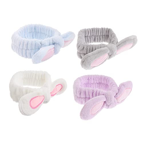 CALLARON 4stücke Handtuch Stirnband Mit Hasenohren Waschbares Stirnband Aus Weichem Elastisches Für Spa Schminken Und Gesichtswaschen Leicht Und Tragbar von CALLARON