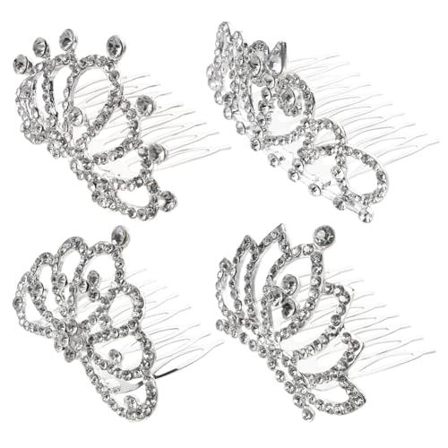 CALLARON 4stücke Mädchen Krone Kopfschmuck Mit Kamm Junge Mädchen Strass Tiarakamm Für Party Geburtstag Hochzeit Schmuck von CALLARON