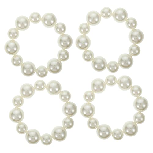 CALLARON 4stücke Perlen Haarschmuck Elastische Haar Seile Für Mädchen Pferdeschwanzhalter Mit Perlen Für Dickes Haar Als Armband Tragbar Modisches Accessoire von CALLARON