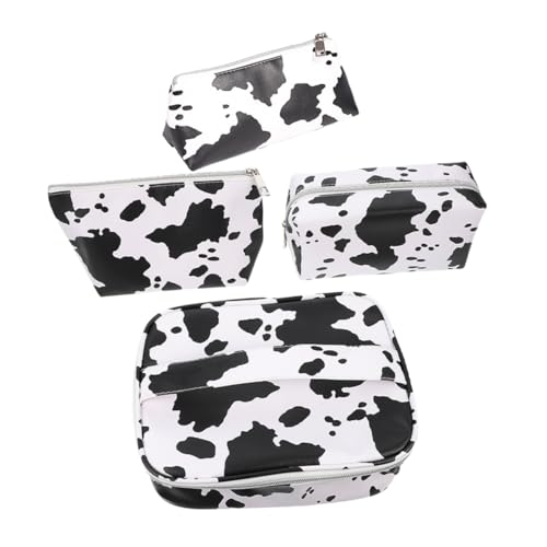CALLARON 4stücke Schminktasche Mit Kuh-Print Reisetasche Mit Reißverschluss Tragbar Für Mädchen Großes Fassungsvermögen Leicht Zu Öffnen Schließen von CALLARON