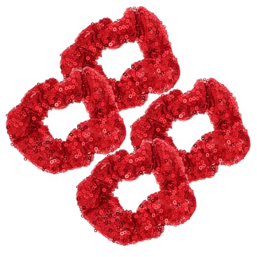 CALLARON 4stücke Teiliges Pailletten Haargummi Für Junge Mädchen Elastische Haarbänder in Rot Geeignet Für Weihnachten Partys Und Besondere Anlässe Tolle Haarschmuck Für Mädchen von CALLARON