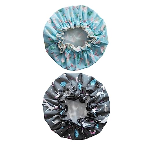 CALLARON 4stücke Wasserdichte Duschhaube Wasserfeste Duschhaube Für Damen Ölbeständige Haube Zum Baden Wiederverwendbar Für Küche Und Bad in Schwarz Rosa Und Blau von CALLARON